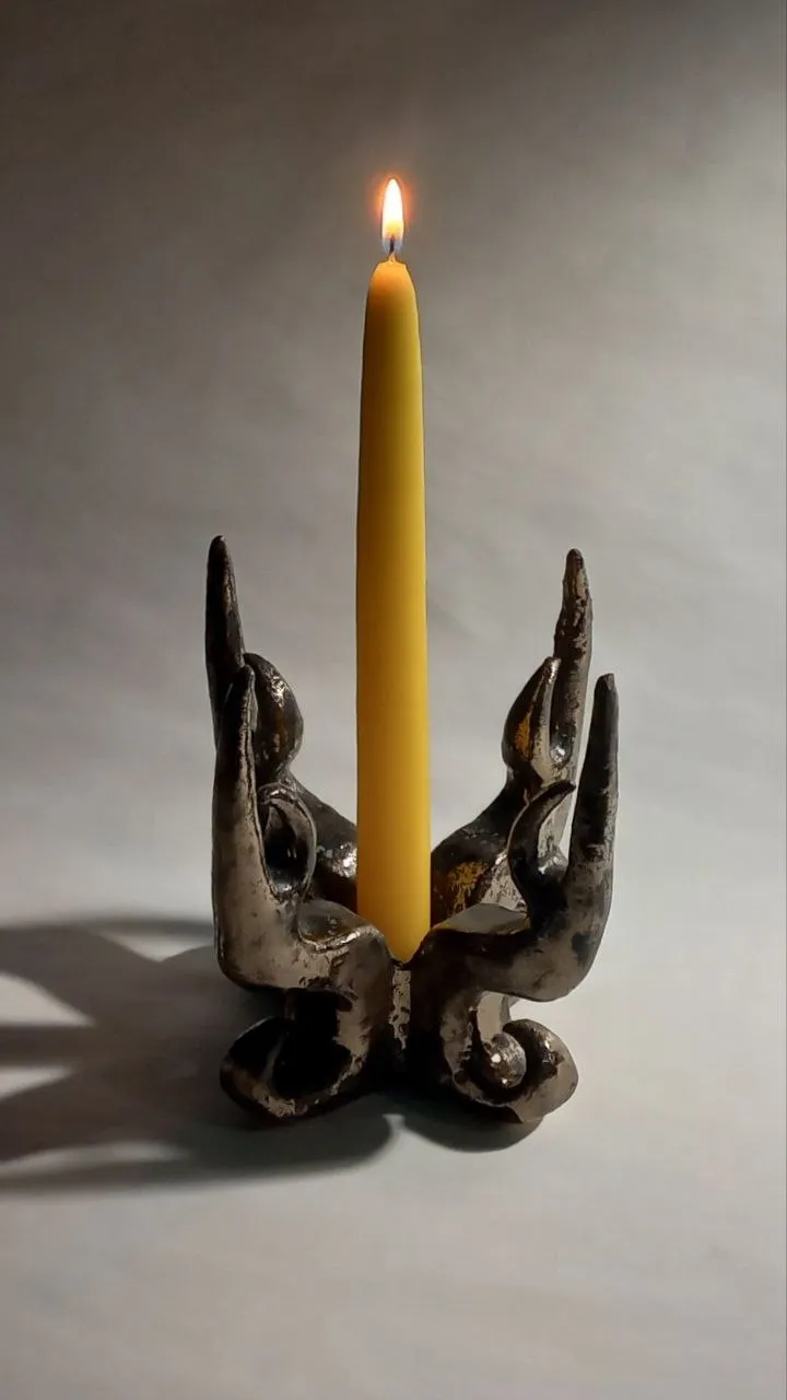 Зображення "підсвічник №2" від Вікторія Граб, розмір: 15*13*13, матеріали: шамот, глазур, медіум: кераміка, місто: Львів, ціна: ₴500 Фото 1 з 2.